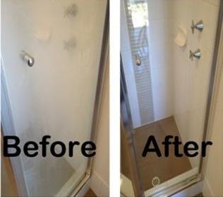 shower doors after hard water stain removal