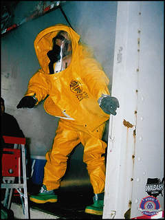 man in hazmat suit